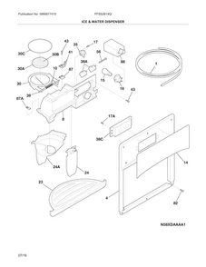 Ice & Water Dispenser Diagram and Parts List for FFSS2614QE6A  Frigidaire Refrigerator
