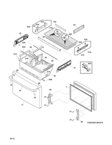 Freezer Drawer, Baskets Diagram and Parts List for EI23BC30KS9A  Electrolux Refrigerator