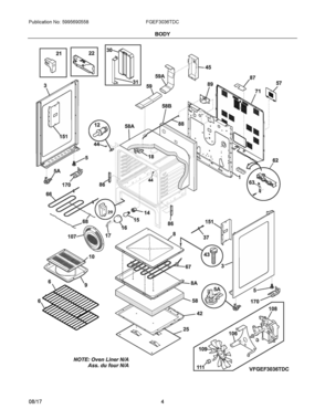 03 - BODY Diagram and Parts List for FGEF3036TDC  Frigidaire Range