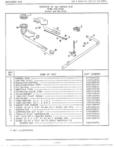 Burner And Manifold Diagram and Parts List for 3930A  Frigidaire Cooktop