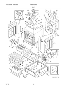 Body Diagram and Parts List for FGES3065PFH  Frigidaire Range