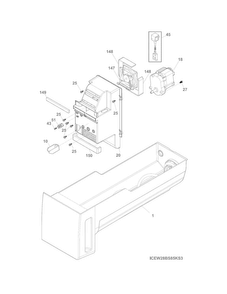 Ice Container Diagram and Parts List for FGHB2844LFG  Frigidaire Refrigerator