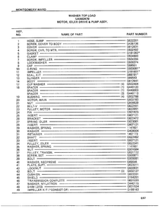 Motor, Idler Drive And Pump Assy Page 2 Diagram and Parts List for 6347B  Frigidaire Washer