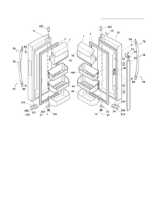 Fresh Food Doors Diagram and Parts List for FGHG2344MF3  Frigidaire Refrigerator