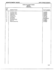 Air Conditioner Page 8 Diagram and Parts List for 5197A  Frigidaire Air Conditioner