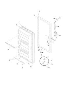 Door Diagram and Parts List for FFUH21F2NWA  Frigidaire Freezer