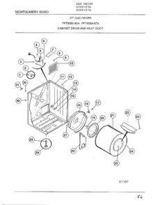 Cabinet Drum And Heat Duct Diagram and Parts List for 8589-87A  Frigidaire Dryer