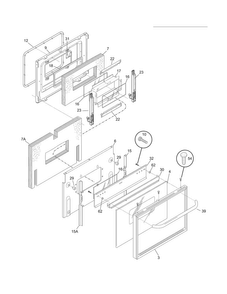 Door Diagram and Parts List for CFEF2415LWC  Frigidaire Range