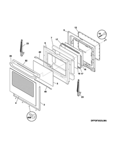 Door Diagram and Parts List for FFGF3023LME  Frigidaire Range