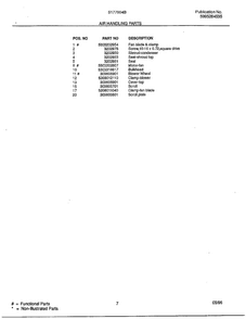 Air Handling Parts Page 2 Diagram and Parts List for 5177004B  Frigidaire Air Conditioner