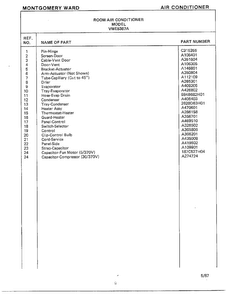Room Air Conditioner Page 4 Diagram and Parts List for 5367A  Frigidaire Air Conditioner