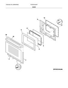 Door Diagram and Parts List for FFGF3019LWF  Frigidaire Range