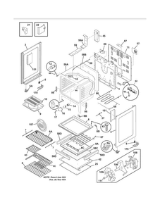 Body Diagram and Parts List for LGEF3033KWG  Frigidaire Range