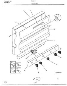 Backguard Diagram and Parts List for 2813-80B  Frigidaire Range