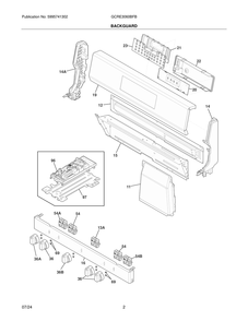 Backguard Diagram and Parts List for GCRE3060BFB  Frigidaire Range