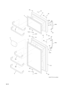Doors Diagram and Parts List for FFTR1514RW0  Frigidaire Refrigerator
