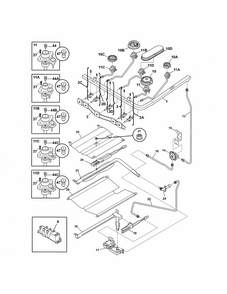Burner Diagram and Parts List for 79077463805  Kenmore Range