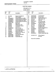 Basic Body Page 2 Diagram and Parts List for 4823A  Frigidaire Range
