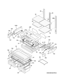 Shelves Diagram and Parts List for E23BC68JPSCA  Electrolux Refrigerator