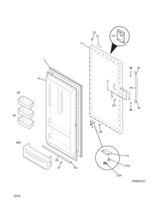 Door Diagram and Parts List for 25327009411  Kenmore Freezer
