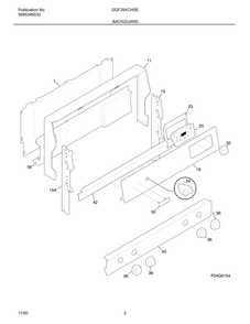 Backguard Diagram and Parts List for GGF354CGSE  Frigidaire Range