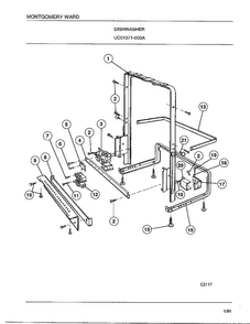 Dishwasher Page 9 Diagram and Parts List for 1071-003A  Frigidaire Dishwasher