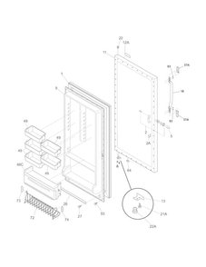 Door Diagram and Parts List for KFU21M7LW3  Kelvinator Freezer