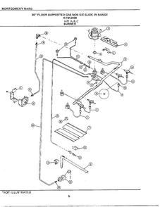 30` Floor Burner Diagram and Parts List for 2408A  Frigidaire Range