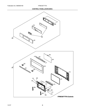 03 - CONTROL PANEL, DOOR, MISC. Diagram and Parts List for FPMO3077TFA  Frigidaire Microwave