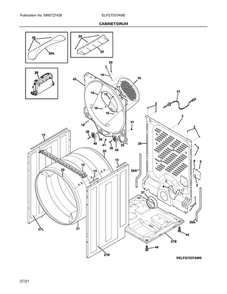 Cabinet/Drum Diagram and Parts List for ELFG7337AW0  Frigidaire Dryer