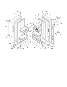 Fresh Food Doors Diagram and Parts List for FPHG2399MF6  Frigidaire Refrigerator