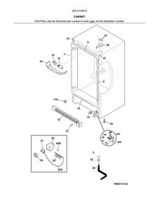 Cabinet Diagram and Parts List for 25321742512  Kenmore Freezer