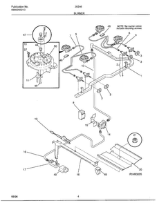 Burner Diagram and Parts List for 283460B  Frigidaire Range