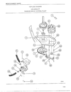 Top Load Washer/washer Drive System/pump Diagram and Parts List for 6506-87E  Frigidaire Washer