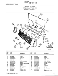 Console Controls Diagram and Parts List for 6289-87A  Frigidaire Washer