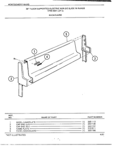 30" Floor/backguard Diagram and Parts List for 4507A  Frigidaire Range