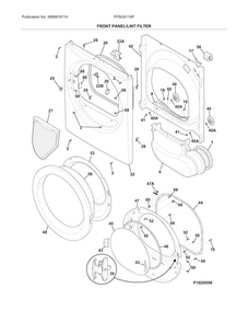 Front Panel/lint Filter Diagram and Parts List for FFSG5115PA1  Frigidaire Dryer