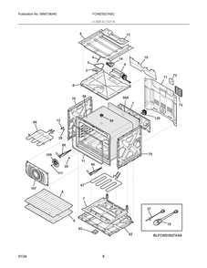 Lower Oven Diagram and Parts List for FCWD3027ASC  Frigidaire Wall Oven