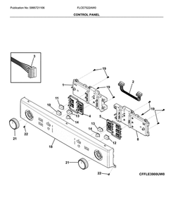 Control Panel Diagram and Parts List for FLCE7522AW0  Frigidaire Washer Dryer Combo