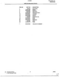 Window Mounting Parts Page 2 Diagram and Parts List for 5145001B  Frigidaire Air Conditioner
