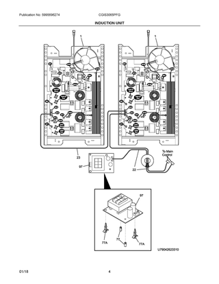 Induction Unit Diagram and Parts List for CGIS3065PFG  Frigidaire Range