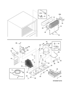System Diagram and Parts List for LGHT2046QF0  Frigidaire Refrigerator