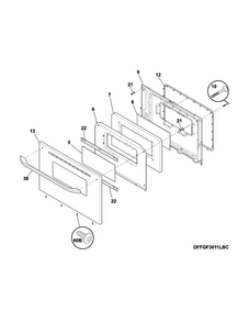 Door Diagram and Parts List for FFGF3011LWE  Frigidaire Range