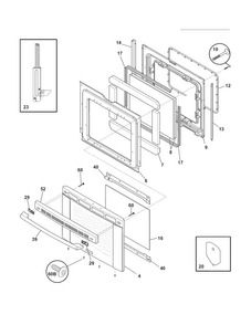 Door Diagram and Parts List for CEW30DF6GSN  Electrolux Range