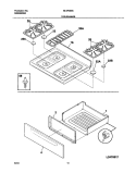 TOP / DRAWER Diagram and Parts List for GLGF388AQC  Frigidaire Range