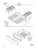 TOP / DRAWER Diagram and Parts List for GLGF366AQB  Frigidaire Range