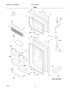 Door Diagram and Parts List for GLTT20V8MW2  Frigidaire Refrigerator