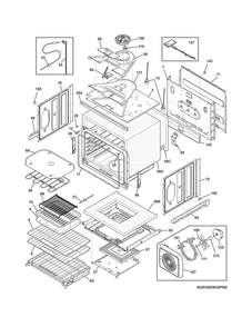 Upper Oven Diagram and Parts List for EI30EW45PSB  Electrolux Wall Oven