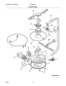 Motor & Pump Diagram and Parts List for FFBD2404NB7C  Frigidaire Dishwasher