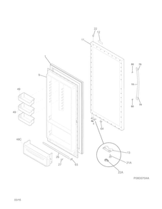 Door Diagram and Parts List for FFVU17F4QWA  Frigidaire Freezer